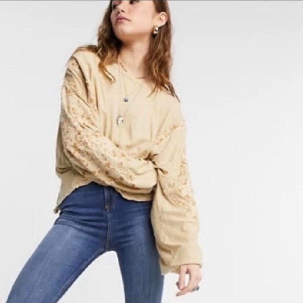 FREE PEOPLE Throwback Top Sand Combo Sz XS